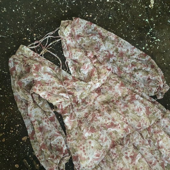 ASTR the Label Fleur Dress Peach Dusty Rose Floral Maxi Tie Back XS NWOT $168 - Picture 12 of 12